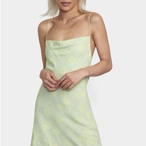 RCVA Women Allover Floral Printed Mini Dress, Mint Green Size Small Petite